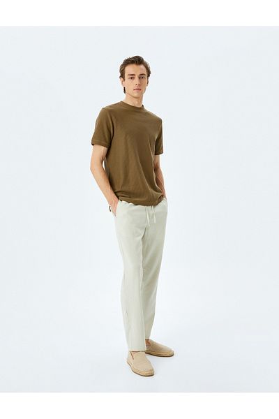 Koton New Season Lace-Up Linen Viscose Blended Summer Chino Trousers