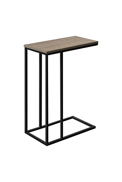Generic Modern Coffee Table | C-Shaped Side Table with Wood Top and Black Metal Frame 60x30x40 cm