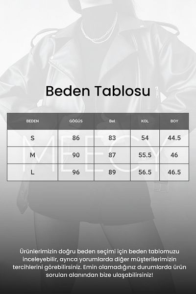 MEECY Übergroße Lederjacke mit Gürtel