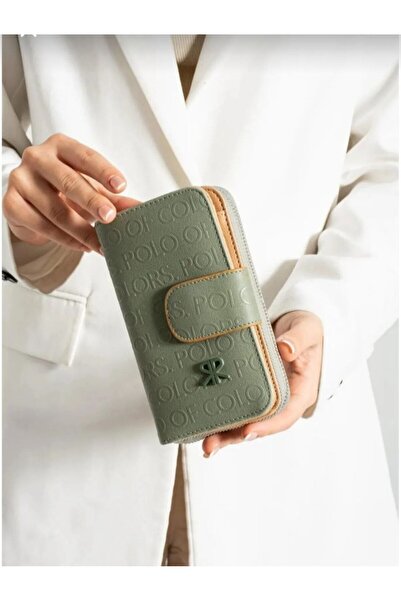 çantamgelsin محفظة بولو أوف كولورز بنية للنساء مع مقصورات للعملات المعدنية وا...