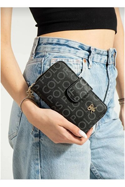 çantamgelsin محفظة بولو أوف كولورز بنية للنساء مع مقصورات للعملات المعدنية وا...