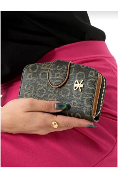 çantamgelsin محفظة بولو أوف كولورز بنية للنساء مع مقصورات للعملات المعدنية وا...