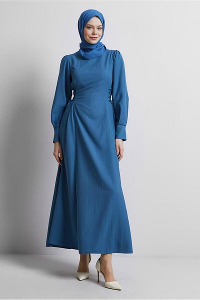 TRENDTESETTÜR ΓΥΝΑΙΚΕΙΟ ΦΟΡΕΜΑ ΣΚΟΥΡΟ ΜΠΛΕ (INDIGO) ΜΕ ΛΕΠΤΟΜΕΡΗ ΔΑΝΤΕΛΑ T 5916