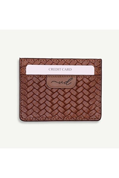Uderra Leather Uderra Tan Braided Genuine Leather Card Holder-Sk015