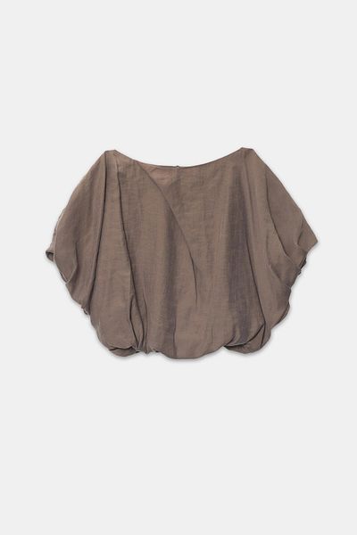 Setre Brown Relaxed Cut Blouse with Waist and Sleeve Detail