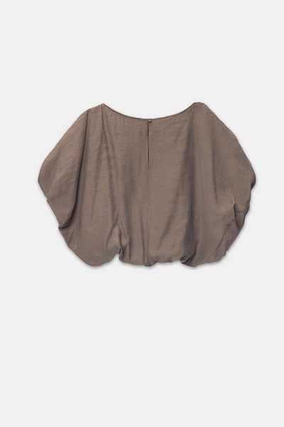 Setre Brown Relaxed Cut Blouse with Waist and Sleeve Detail