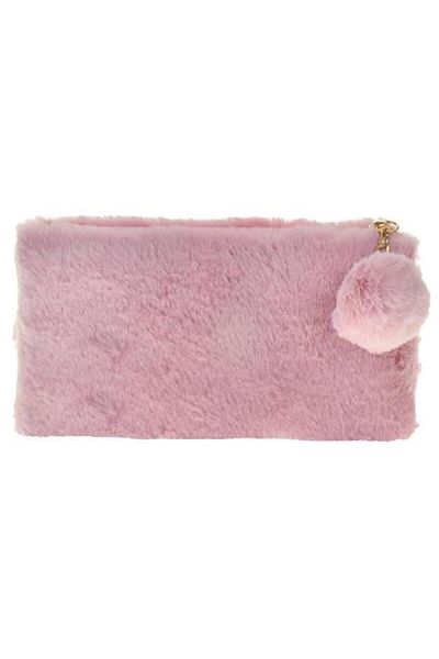 Dolphin Pink Plush Pencil Bag
