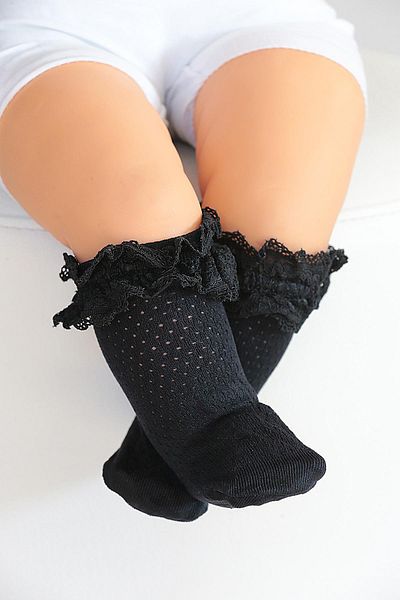 Daymod Baby Romina Mesh Lace Knee Socks BLACK