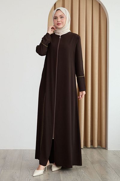 InStyle Bitter Brown Ferace with Colorful Stripes
