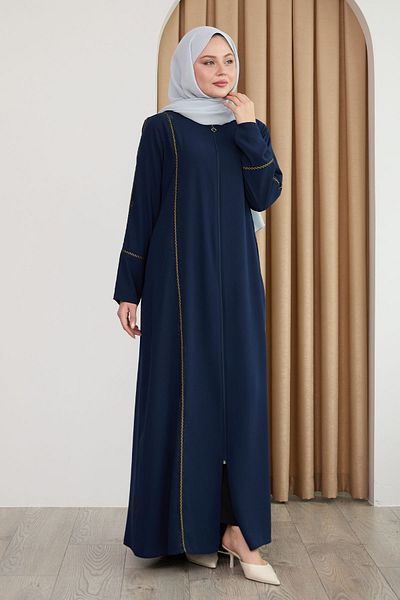 InStyle Navy Blue Ferace with Colorful Stripes