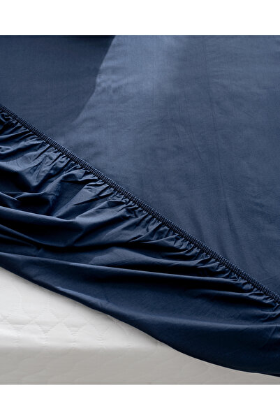 Madame Coco Manon Double 100% Cotton Ranforce Fitted Sheet Set - Navy Blue