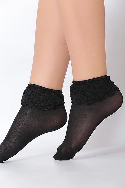Daymod Детски чорапи до глезена Mycro Lace, черни