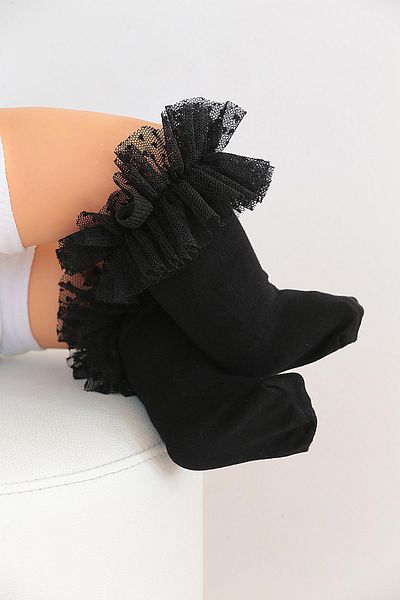 Daymod Black Viscose Tutu Baby Knee Socks