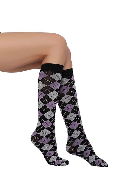 Daymod Veron Knee Socks Black/pink*lilac