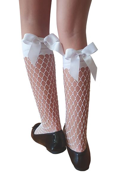 Daymod PESCA BOW-BACK CHILDREN'S KNEE BOTTOM SOCKS WHITE