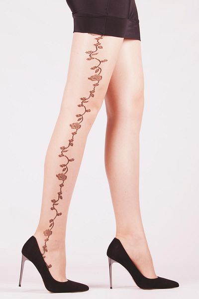 Daymod Women's Beige Margarita Patterned Pantyhose