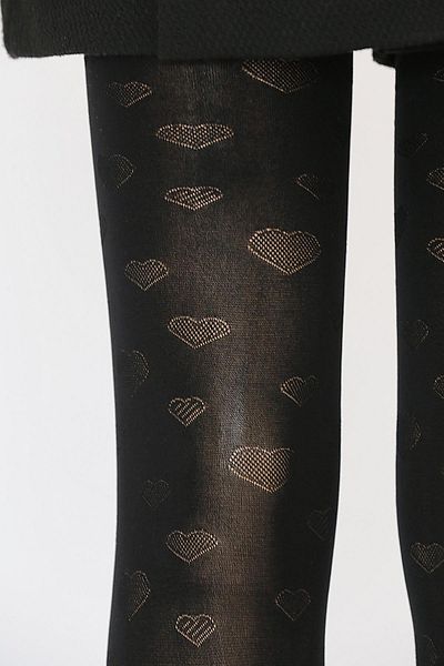 Daymod Heart Kids Pantyhose Black