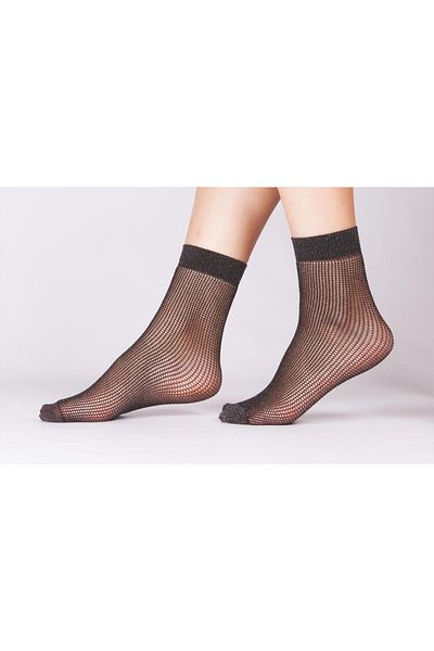 Daymod Чорапи до глезена Rete Fishnet с брокат, черно-сребристо
