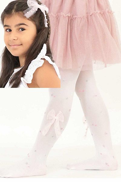 Daymod Children's Pantyhose White Set Dot Accessory&Buckle