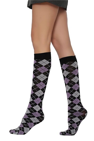 Daymod Veron Knee Socks Black/pink*lilac