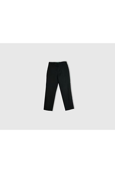 United Colors of Benetton Men's Black 100% Linen Back Patch Trousers