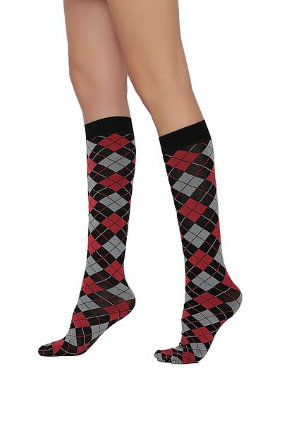 Daymod Veron Knee Socks Black-red-grey