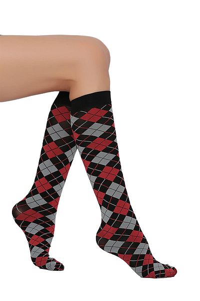 Daymod Veron Knee Socks Black-red-grey