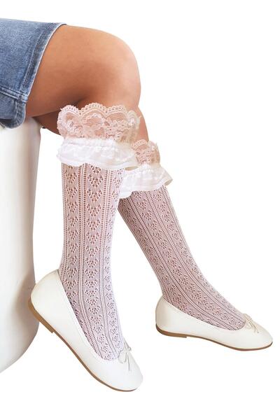 Daymod Orietta File Dantelli Çocuk Dizaltı Çorap Kemik -