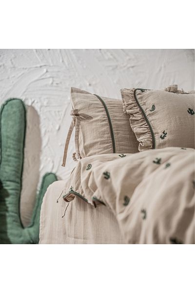 Ecocotton Larina Baby Bedding Set - 100% Organic Cotton, Muslin Embroidered, Beige, 100X150 cm