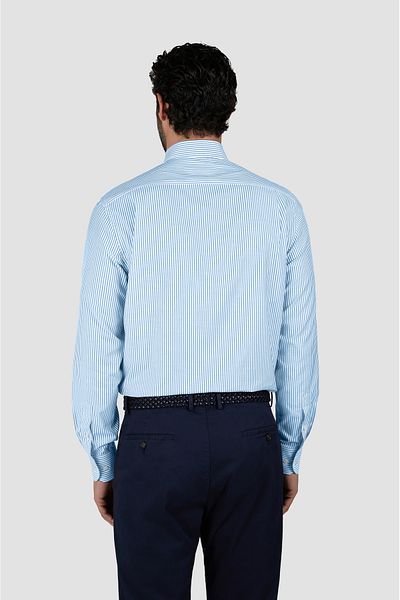 PAUL&SHARK Men's Regular Fit Striped Cotton Long Sleeve Blue Shirt 25413202 Cf-Vh9