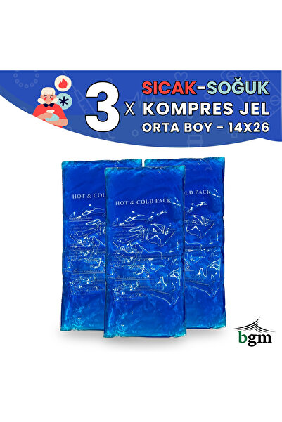 bgm 3’lü Paket Sıcak Soğuk Kompres Termo Jel Orta Boy 14x26cm Cold Pack Kompres Buz Jel