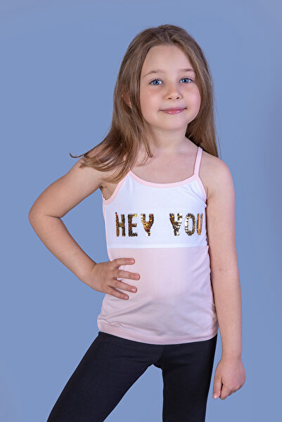 Toontoy Girl's Flip Sequin Hey You Printed Undershirt