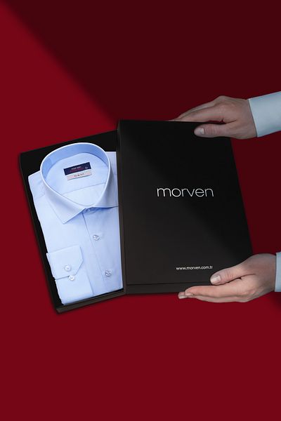 Morven Cămașă cu mânecă lungă, slim, solidă, cu gât rigid, ușor de călcat (CU CUTIE DE CADOU)