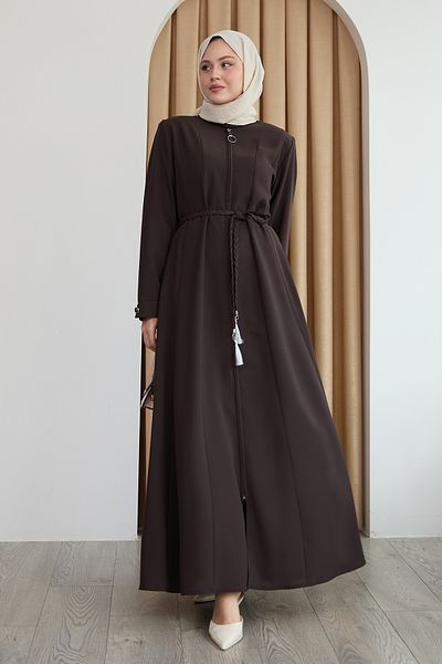 InStyle Sivya Collar Button Girdle Knitted Bitter Brown Ferace
