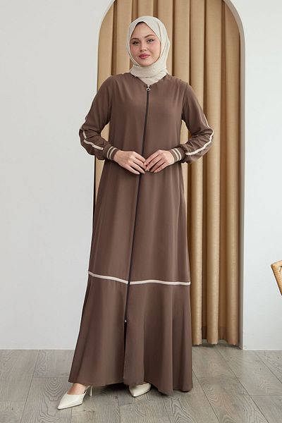 InStyle Καφέ φούστα με ριμπ μοτίβο Hazel