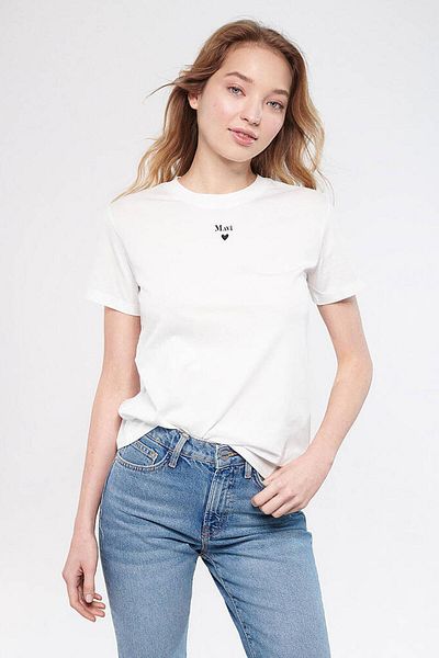 Mavi Tricou de damă alb cu imprimeu cu logo M 1601185 -33389