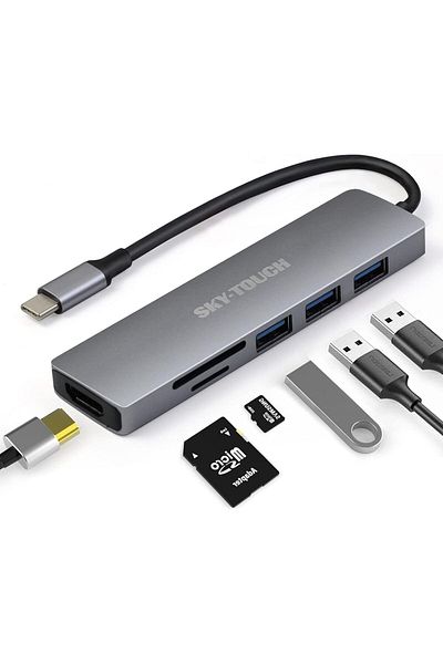 Buy and Bill USB C Hub Multiport Adapter 6 in 1 Portable Space Aluminum Dongle with 4K HDMI Output