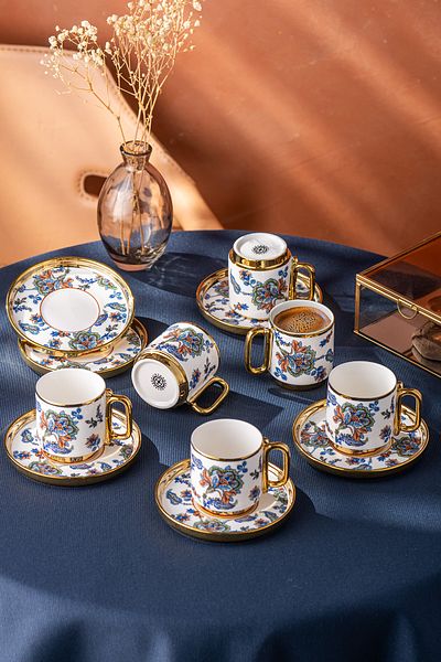 İSTANBUL PORSELEN Istanbul Porcelain Kandilli Coffee Cup Set for 6 People