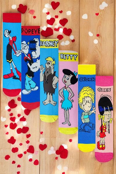 ZEYZEY MONKEY Love is in the Socks Lover Combination με μοτίβο χαρακτήρων σε ειδικό κουτί δώρου των 6