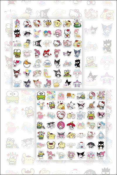 Piksel Grafik Kawaii 98Pcs Waterproof Sticker Set - Planner Laptop Phone Notebook Sticker