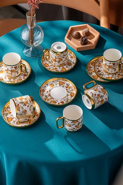İSTANBUL PORSELEN Istanbul Porcelain Dolmabahce Coffee Cup Set for 6 People