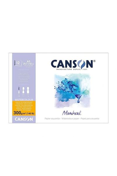 Canson Montval 29,7X42 Watercolor Notebook 300 Gr 12Yp