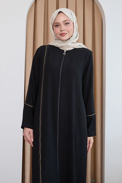 InStyle Black Ferace with Colorful Stripe from Top to Bottom