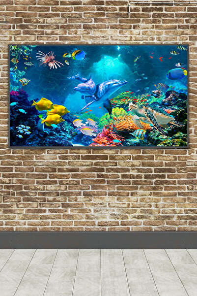 poster marketi Kendinden Yapışkanlı 3D Denizaltı ve Mercan Resifi Duvar Kağıdı