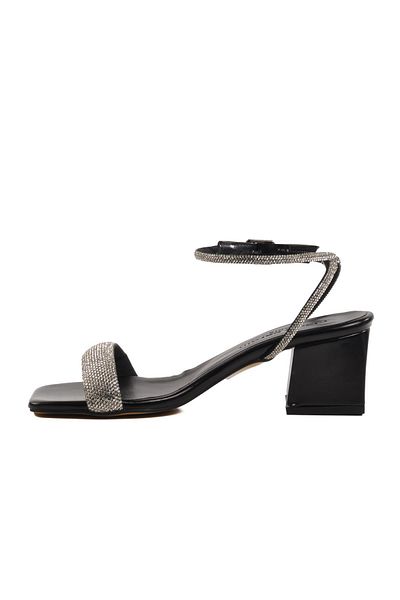 Pierre Cardin PC-54670 Z Черни дамски каменни вечерни сандали
