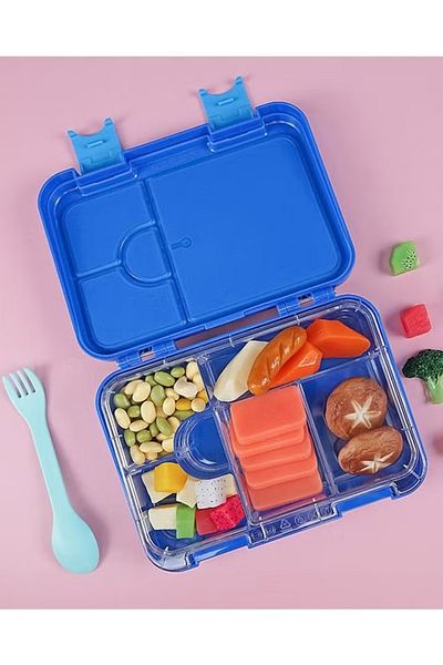 COOYA Square Sealed Lattice Lunch Box, Portable Leak-Proof, for Kids & Toddlers, Blue