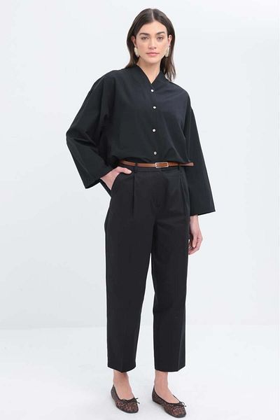 ALLDAY Pantaloni cu picior tub cu centură neagră