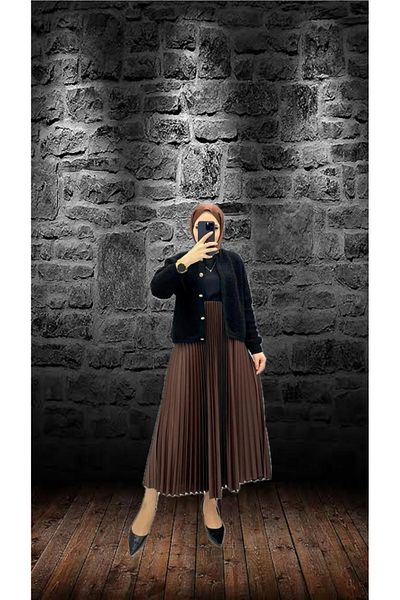 FZ AKAL Women's Waist Elastic Plisse Skirt