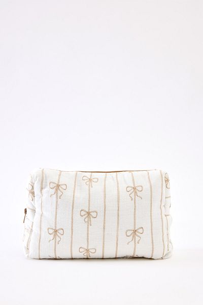 Atelier Babbi Ribbon and Beige Muslin Care Bag