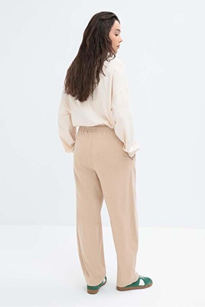 ALLDAY Beige-Waist Elastic Slouchy Trousers